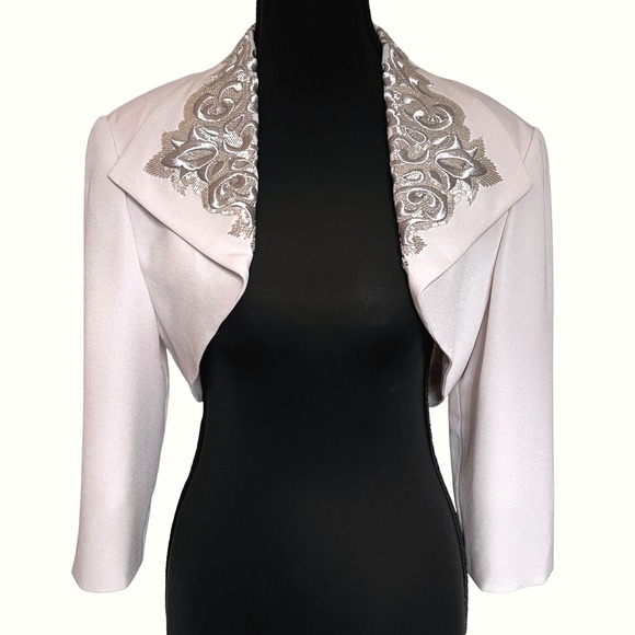 VTG Daymor Couture Womens 8 Taupe Beaded Bolero Shrug Whimsigoth Regal Wedding - Picture 1 of 7